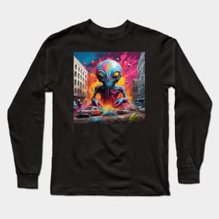 Alien Traffic Jam Splatter Long Sleeve T-Shirt